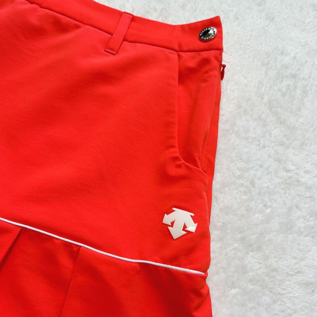 極美品　近年　デサントゴルフ　セットアップ　プリーツ　スカート　オレンジ