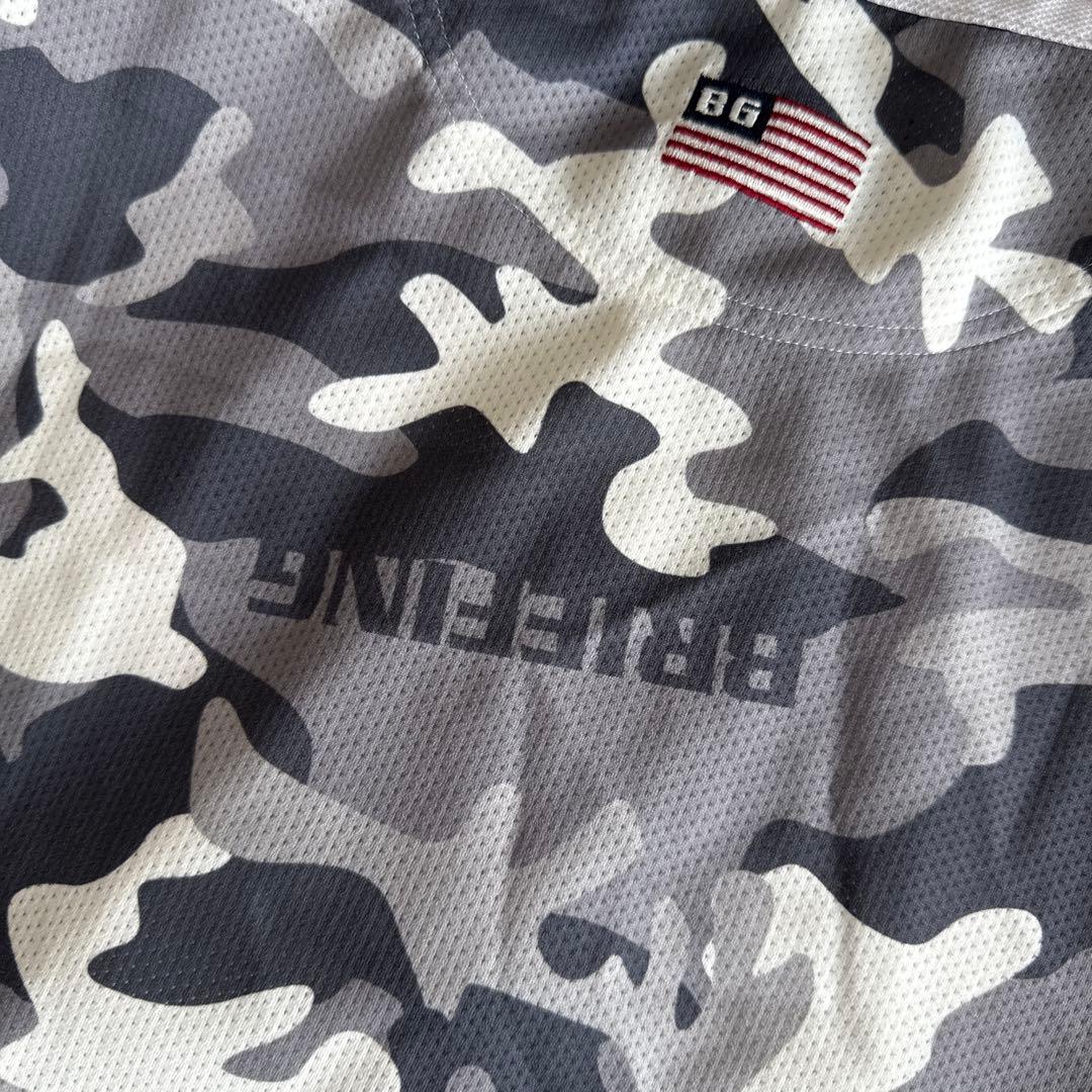 ブリーフィングゴルフ　ポロシャツ　白　ホワイト　迷彩　グレー　カモ柄　S