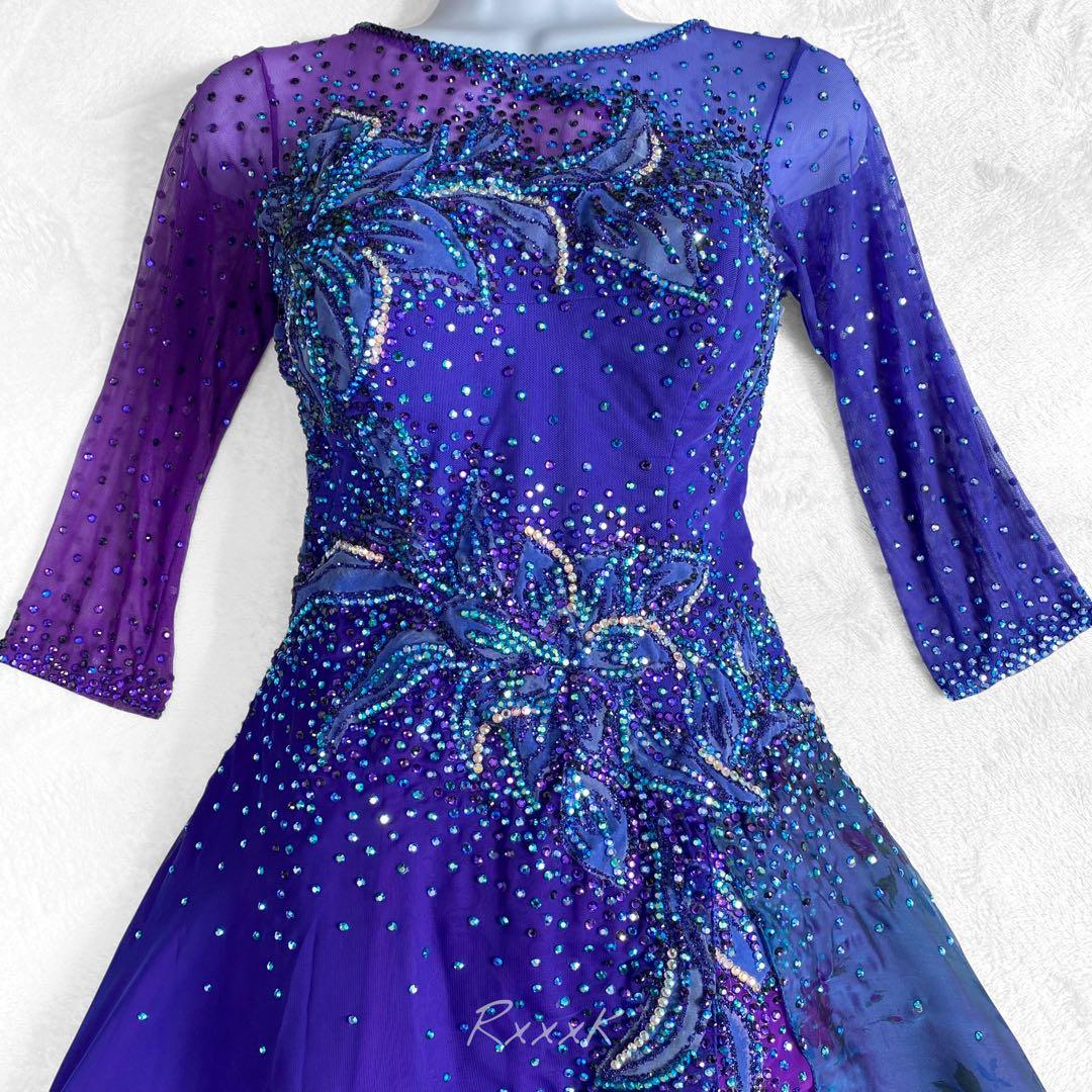 TAKADANCE タカダンス 高級 社交ダンス 衣装 ロングドレス 紫