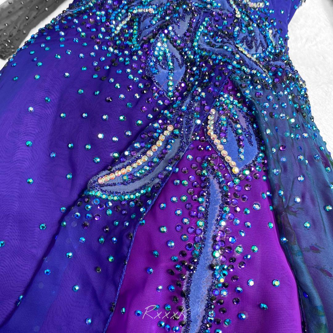 TAKADANCE タカダンス 高級 社交ダンス 衣装 ロングドレス 紫