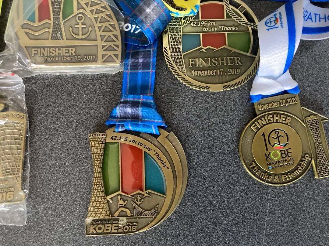 【7個】神戸マラソン　完走メダル　2014〜2019、2022