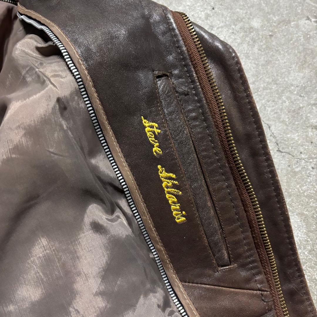 90’s ヴィンテージ レザージャケット 茶色 本革 短丈 無骨