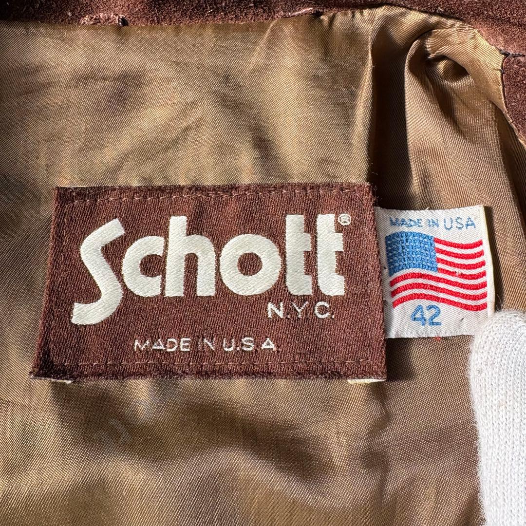 schott ショット USA製 スエード ブラウン トラッカージャケット 42