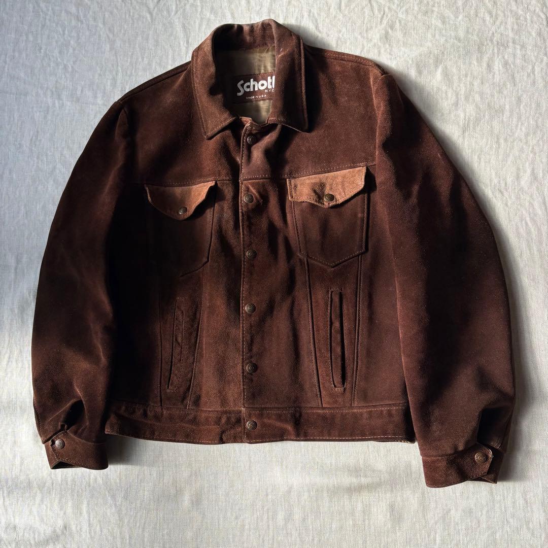schott ショット USA製 スエード ブラウン トラッカージャケット 42