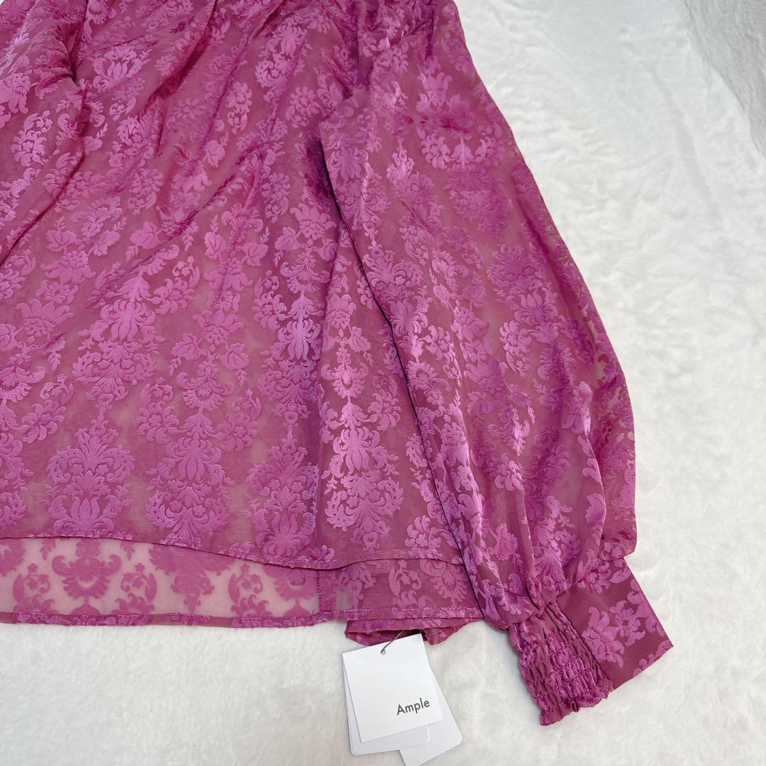 【新品未使用】アンプル ヤマダヤ 日本製 ボウタイ　リボン ブラウス ピンク