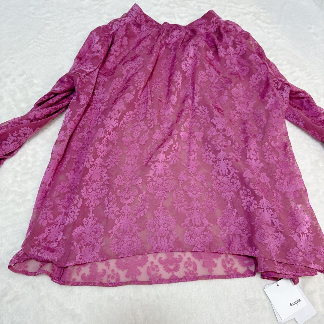 【新品未使用】アンプル ヤマダヤ 日本製 ボウタイ　リボン ブラウス ピンク