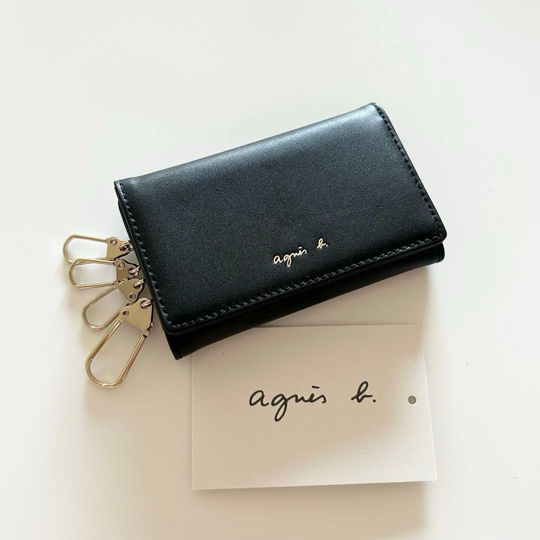 agnès b. アニエスベー キーケース 4連キーケース レザー ブラック