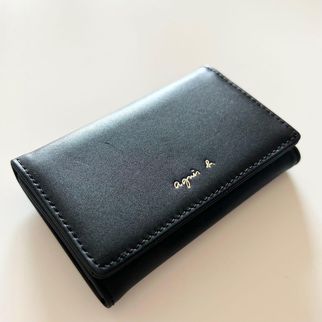 agnès b. アニエスベー キーケース 4連キーケース レザー ブラック