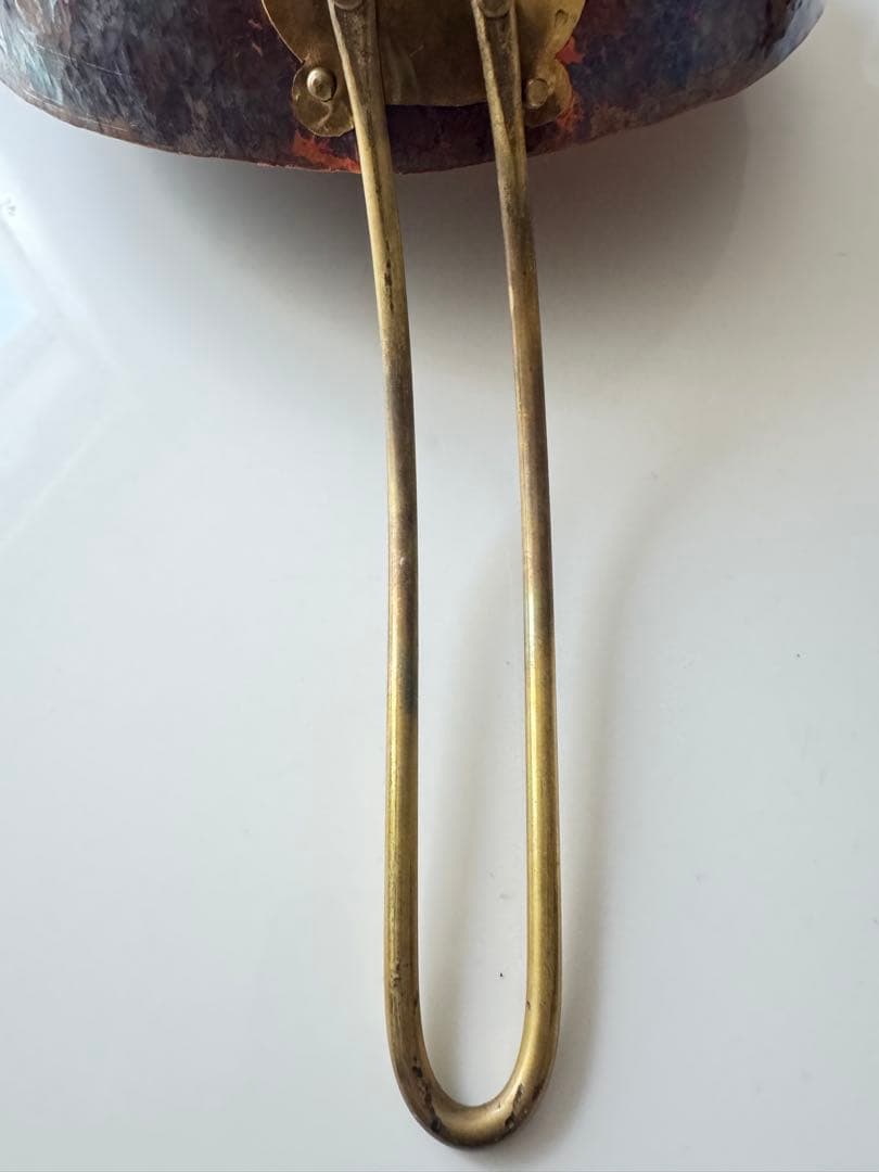 銅製片手鍋 小型 浅型 真鍮ハンドル