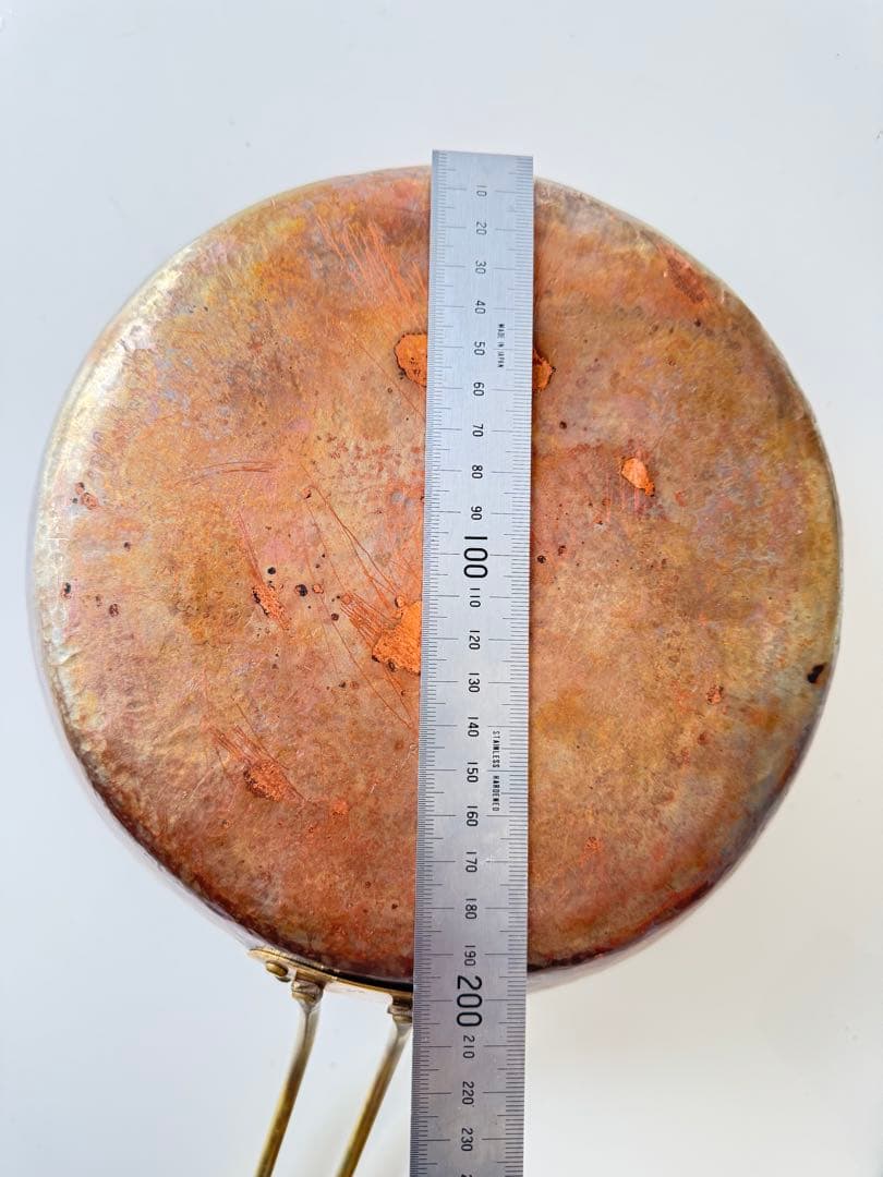 銅製片手鍋 小型 浅型 真鍮ハンドル