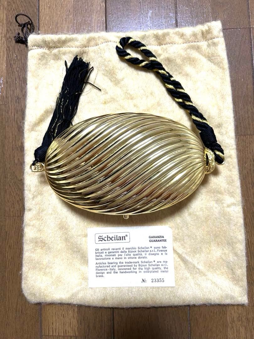イタリア製80's シェイラン保証書付ゴールド クラッチバッグパーティー