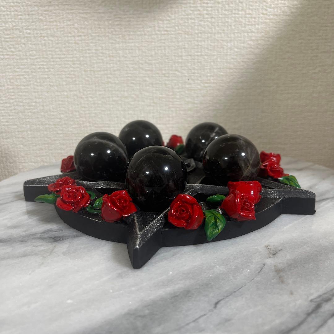 【セット販売】モリオンスフィア　5コ　と　五穂星　バラ台座　セット