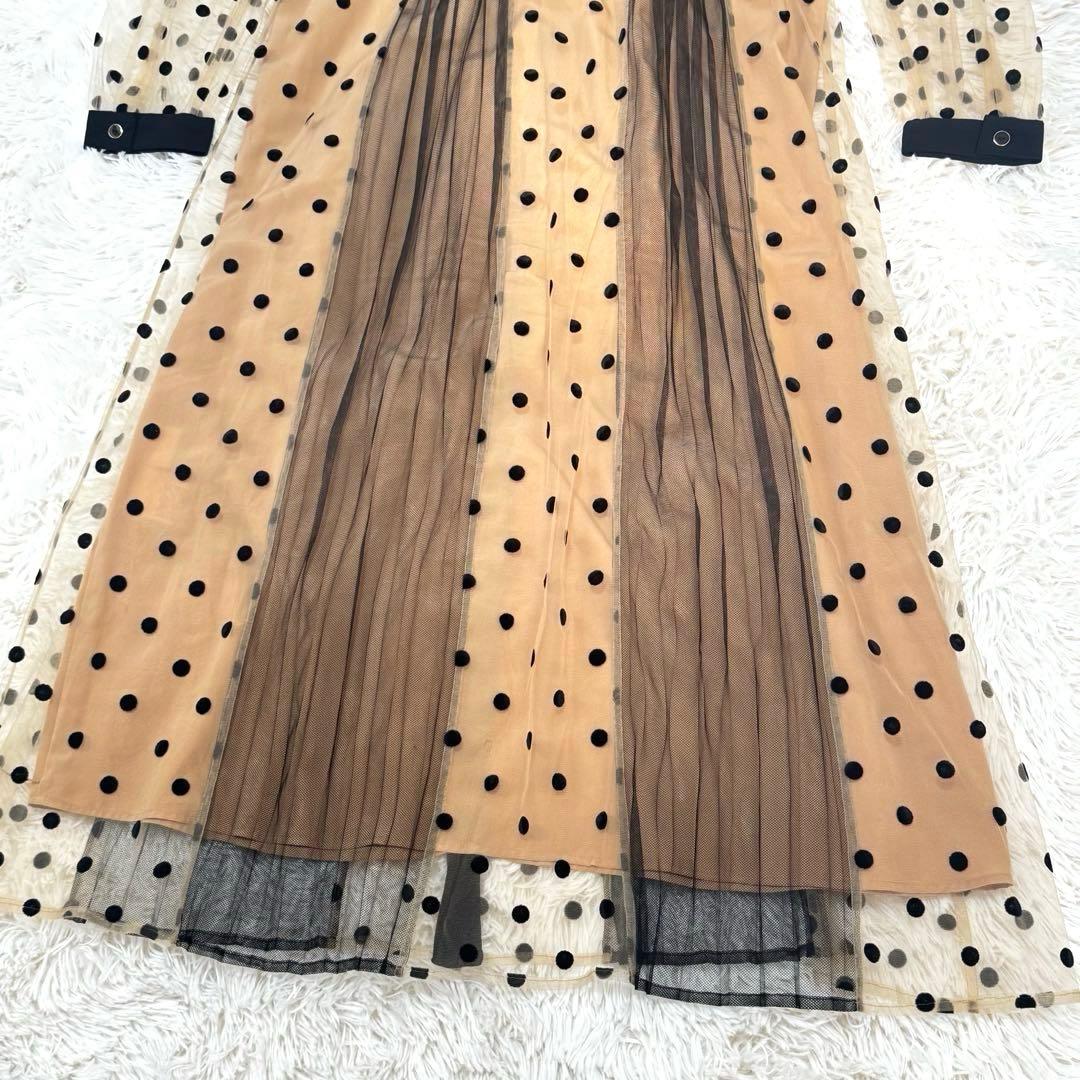 グレースコンチネンタル　プリーツドッキングワンピース ドットレースチュール 38