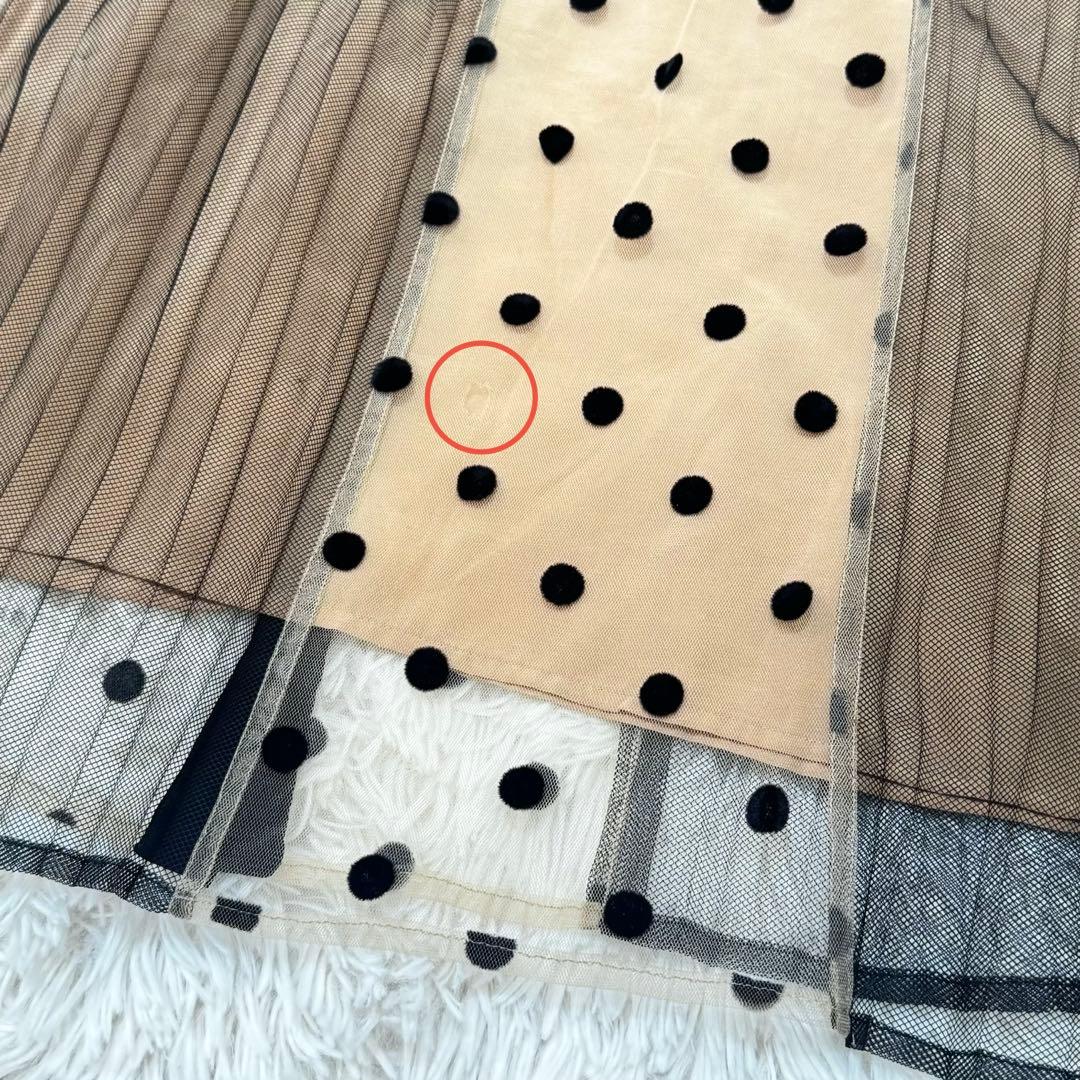 グレースコンチネンタル　プリーツドッキングワンピース ドットレースチュール 38