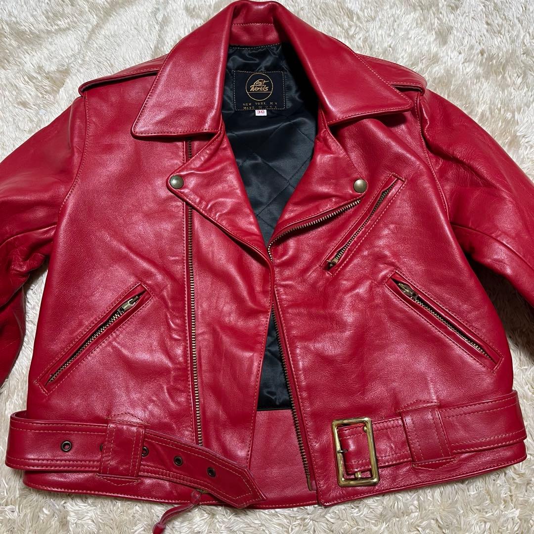 希少 Lost World ダブルライダース レッド レザージャケット 本革