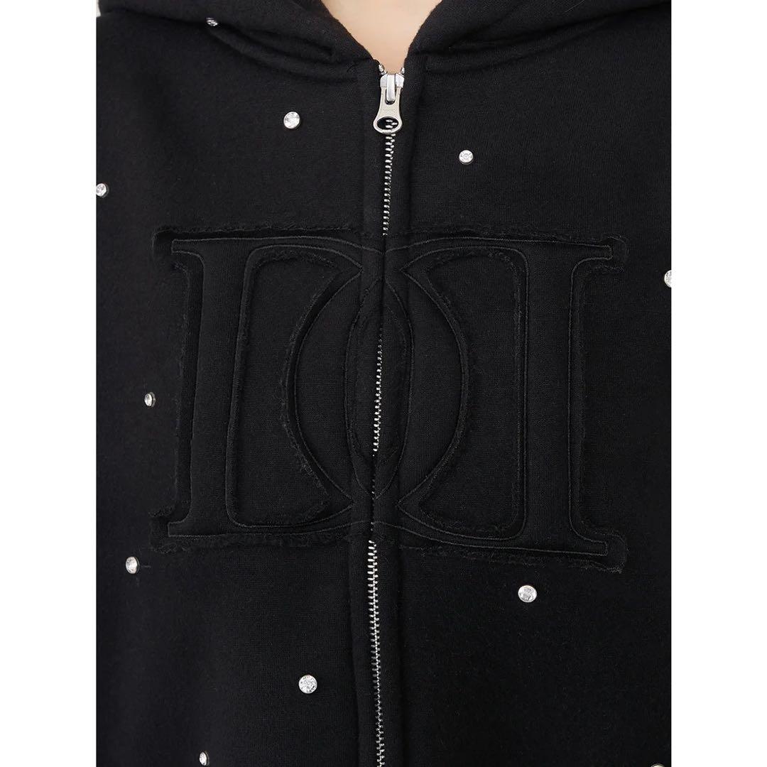 ダーリッチ 新品タグ付き ブラック フリー DDロゴビジュージップパーカー