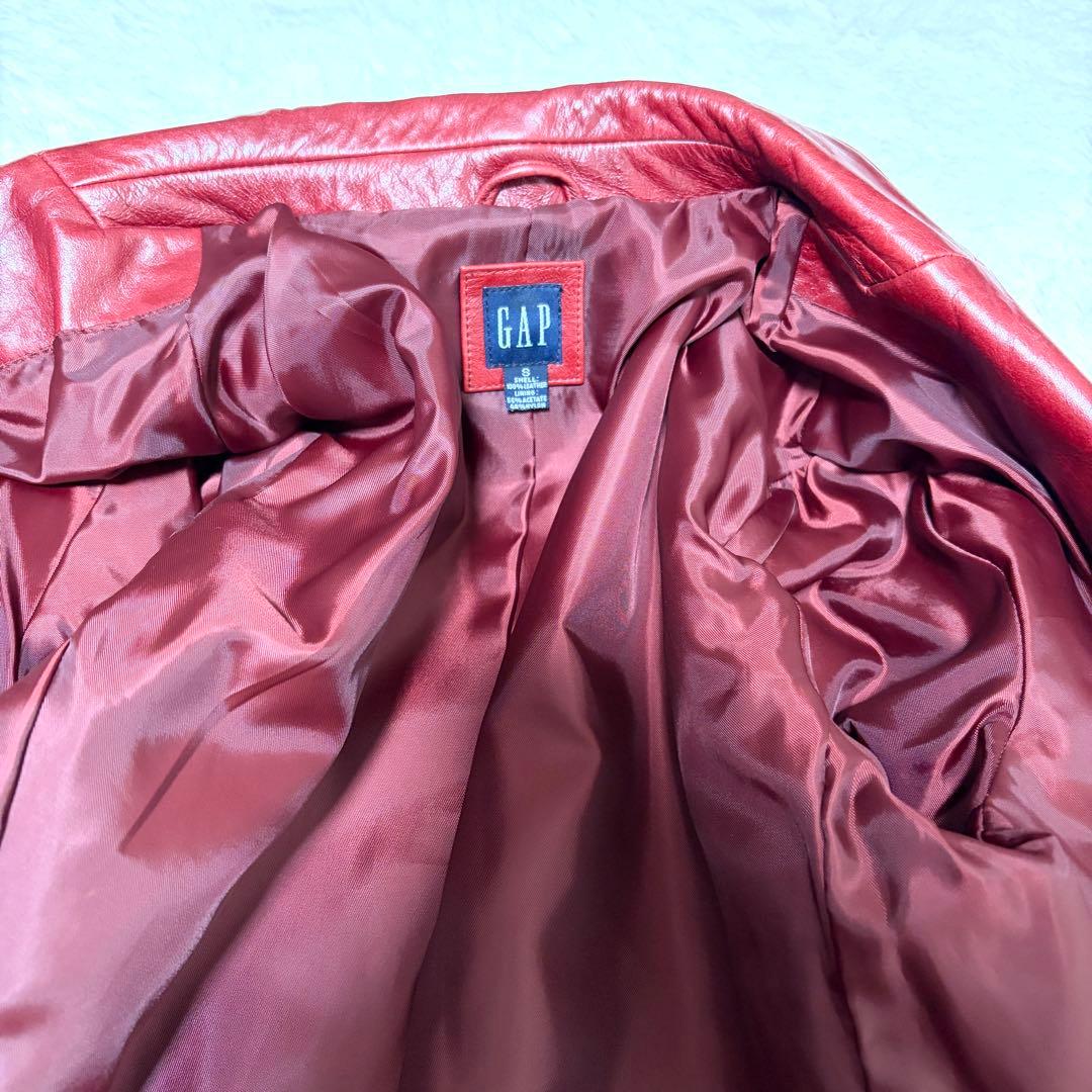 美品✨GAP オールドギャップ レザー テーラード ジャケット 牛革 赤 S