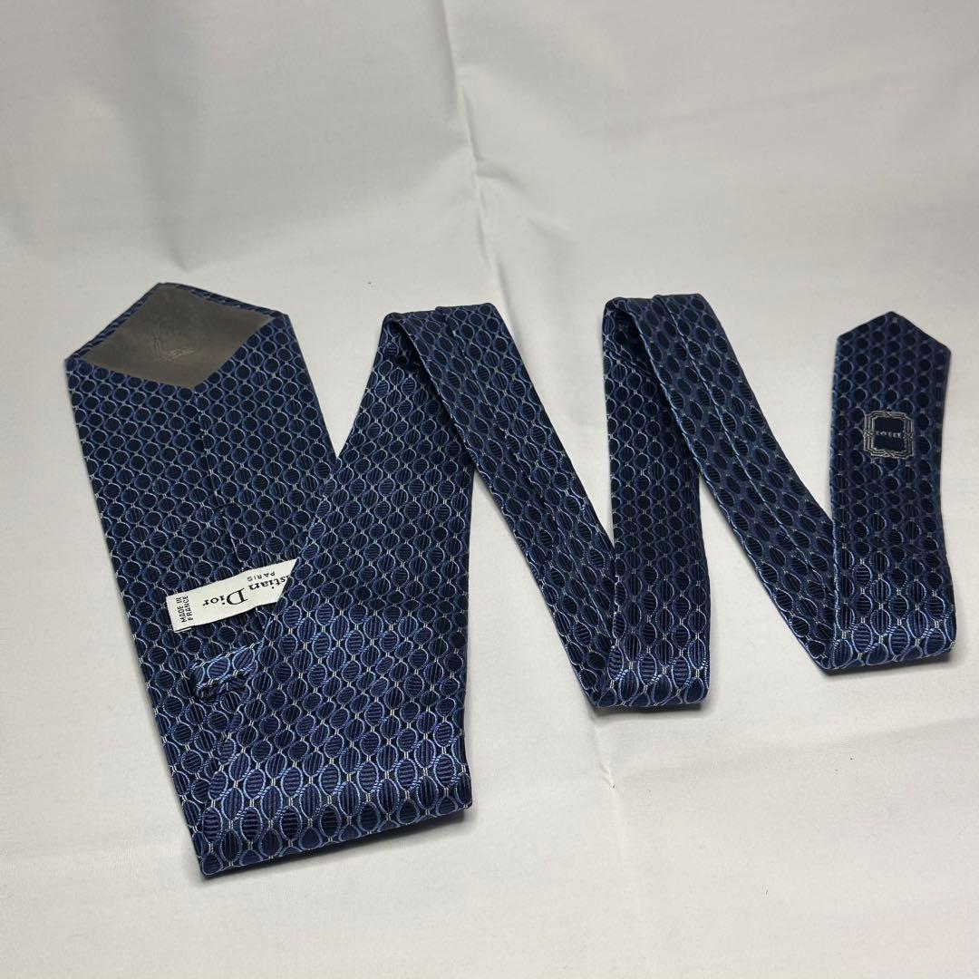 美品☆ディオール☆ネクタイ☆ネイビー☆ブルー☆パターン柄☆青系☆675