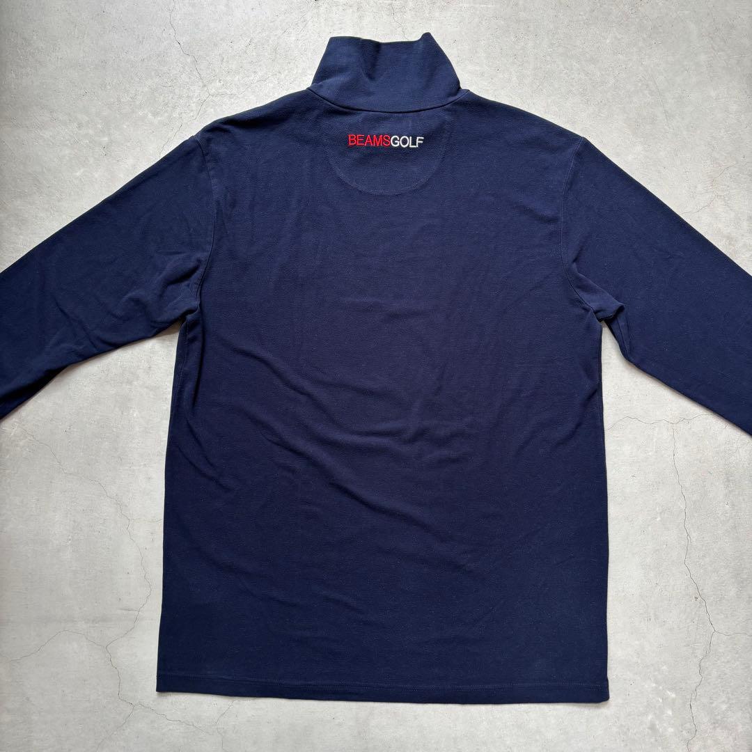 BEAMS GOLF パープルレーベル ハイネック長袖シャツ 微起毛ロゴワッペン