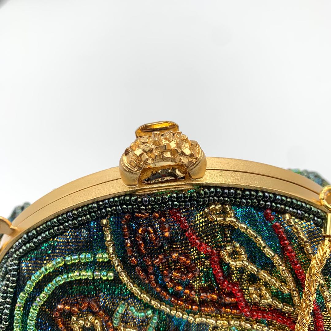 【美品】 ビーズ パーティ バッグ フォーマル カラフル ショルダー 軽量