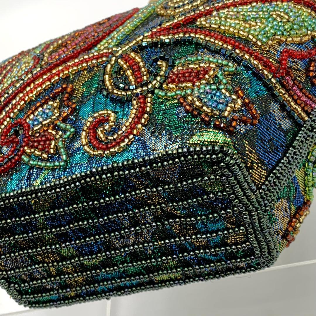 【美品】 ビーズ パーティ バッグ フォーマル カラフル ショルダー 軽量