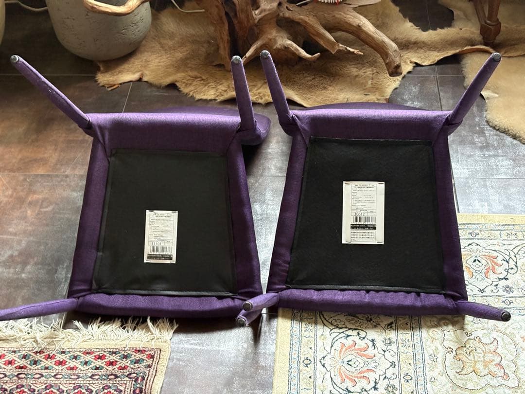 シンプルデザイン モダン パープル チェア 4脚セット ファブリック Y