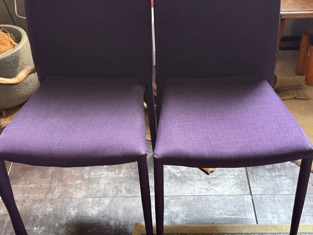 シンプルデザイン モダン パープル チェア 4脚セット ファブリック Y