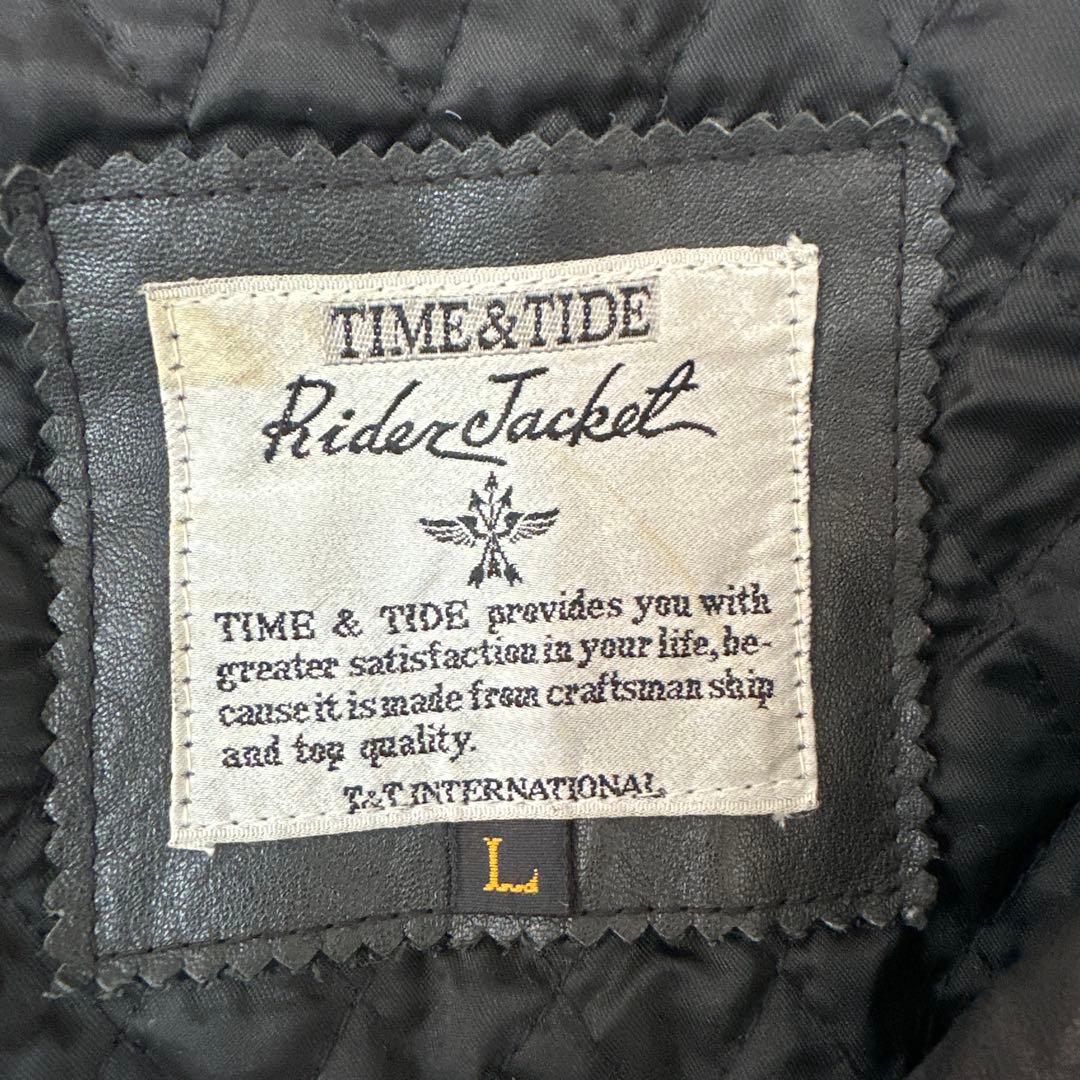 値下げ TIME & TIDE 牛革 レザー ダブル ライダース ジャケット L