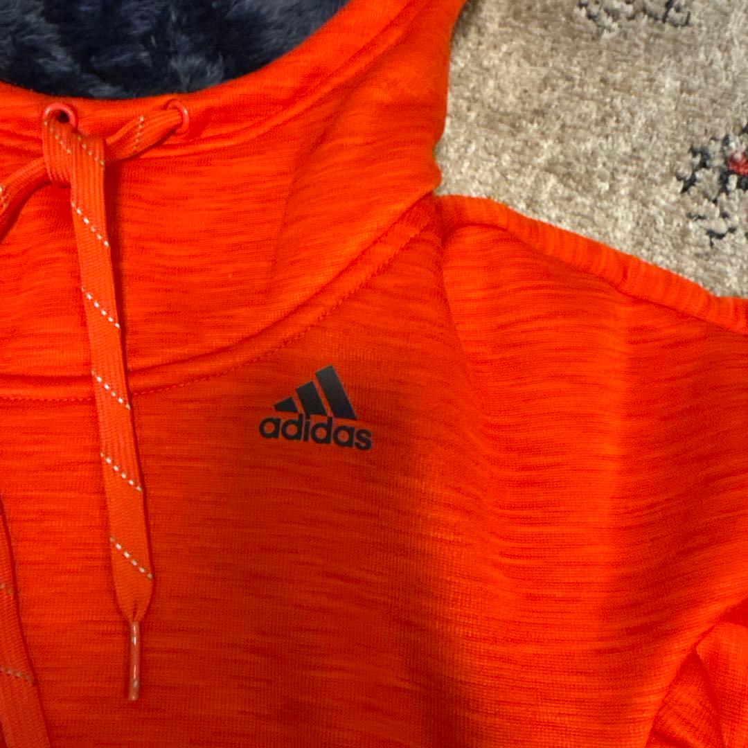 adidas フード付きジャージ上下セット オレンジ　裏起毛　Sサイズ