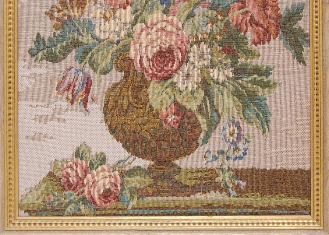 ゴブラン織 イタリア製 ドマン Demain 花 モチーフ 額 アート