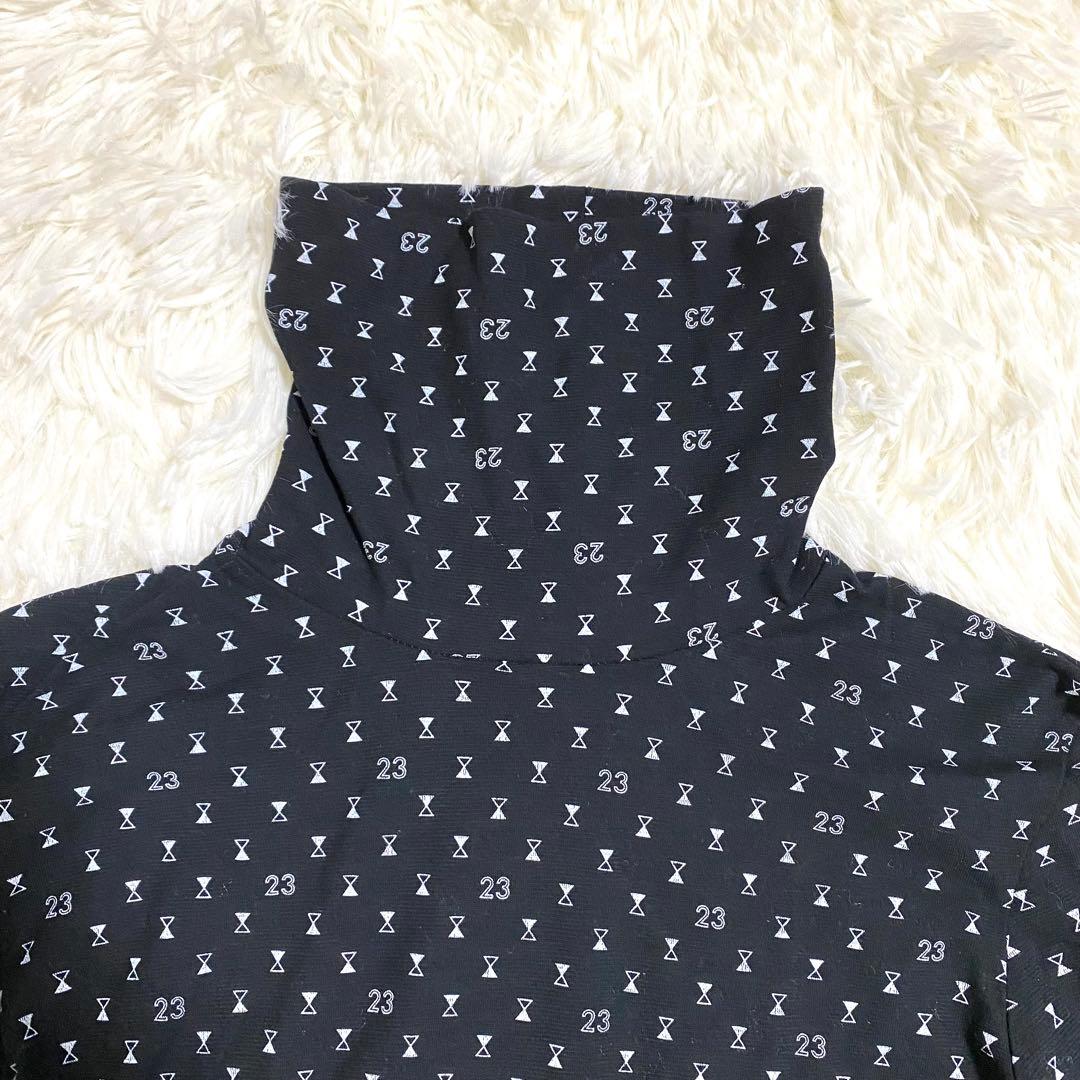 新品　23区ゴルフ　UVカットインナー　タートルネック　総柄　長袖　ブラック　S