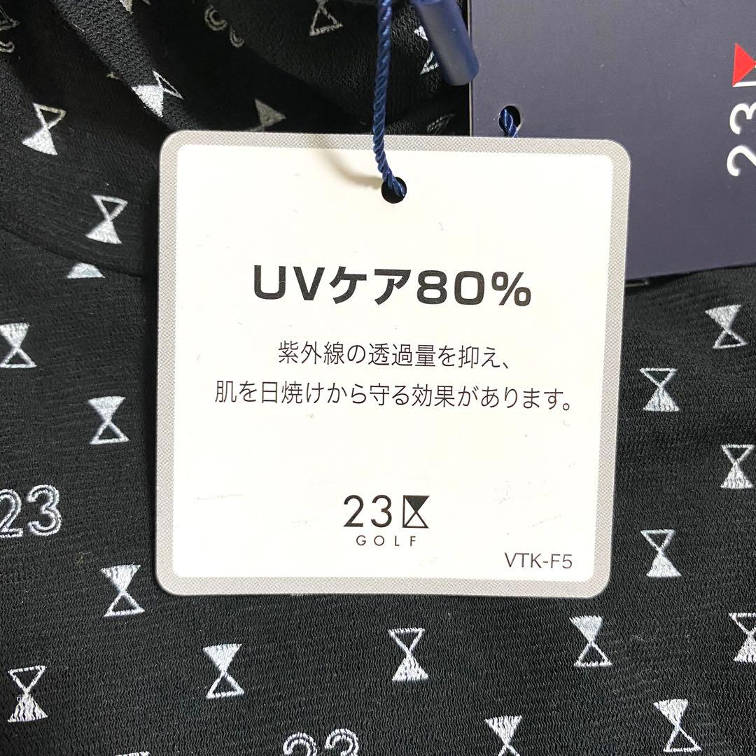 新品　23区ゴルフ　UVカットインナー　タートルネック　総柄　長袖　ブラック　S