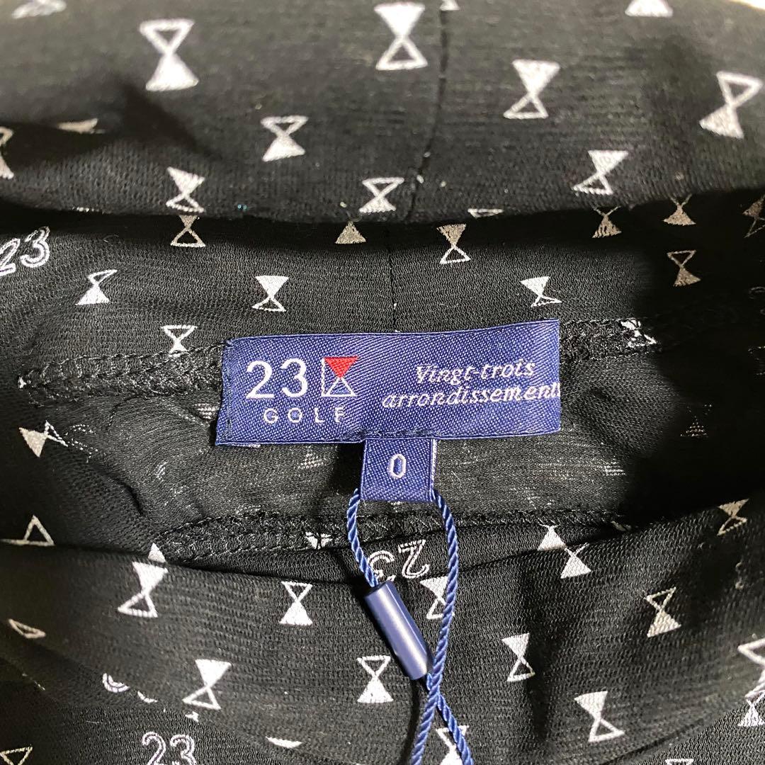 新品　23区ゴルフ　UVカットインナー　タートルネック　総柄　長袖　ブラック　S