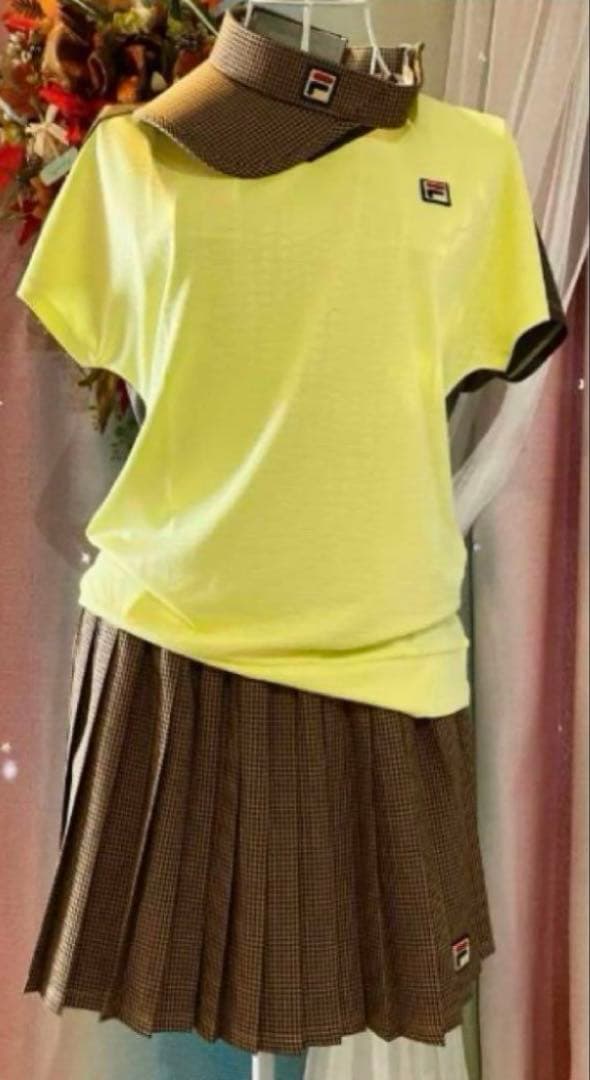 No.471 FILA ガンクラブチェックの高品質プリーツ☆キャメル☆