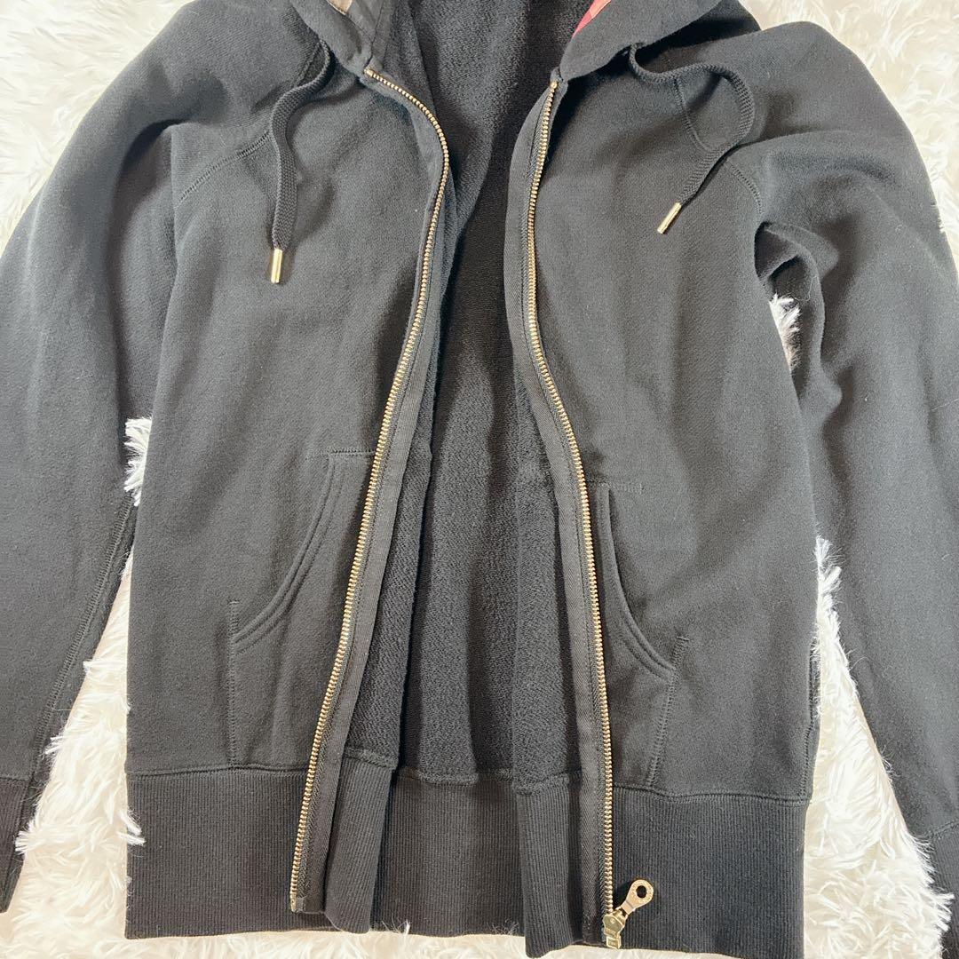 極美品 ブルーレーベルクレストブリッジ ジップパーカー チェック 金ロゴ 38