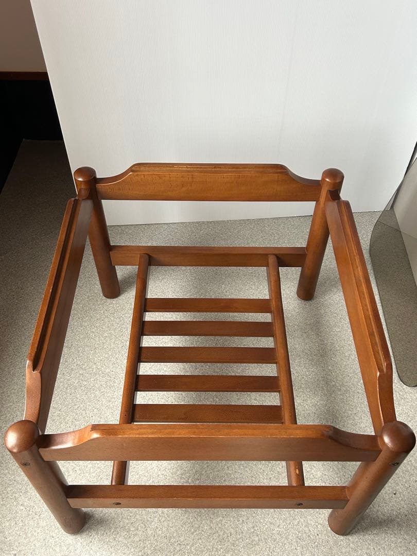 ヴィンテージ スモーク 木製ガラステーブル 北欧　ミッドセンチュリー　モダン