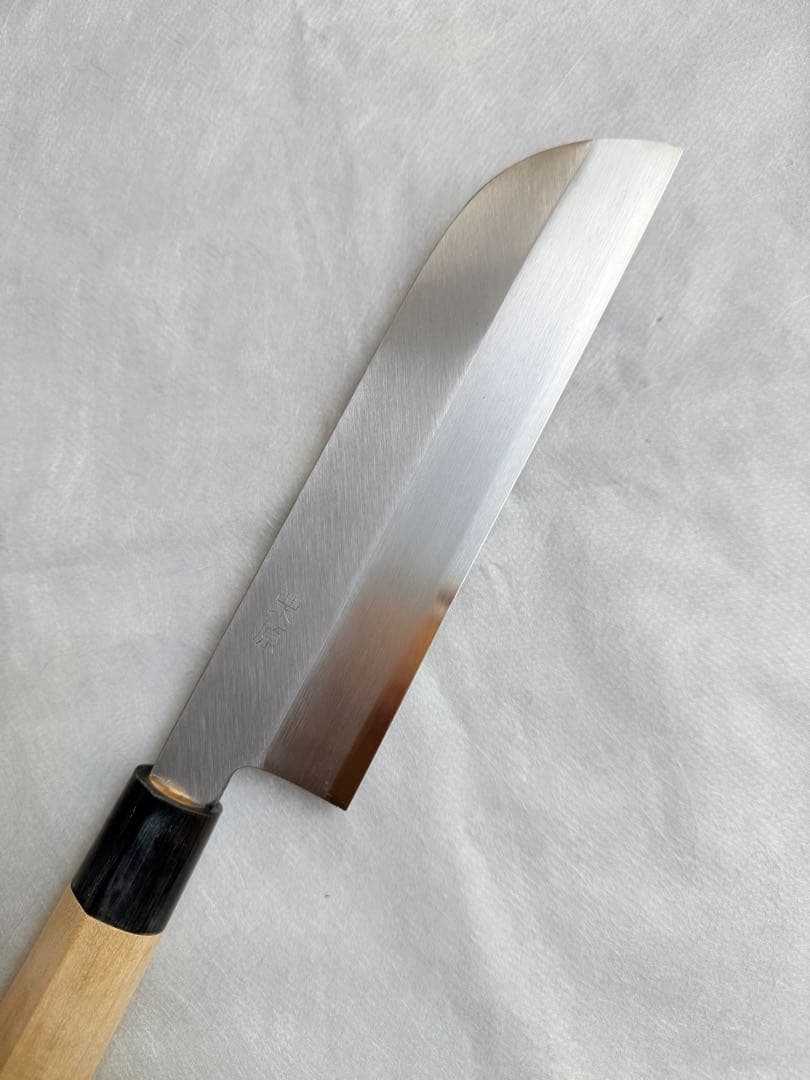 堺刃物　薄刃 鎌型　包丁　白鋼　7寸　水牛角柄