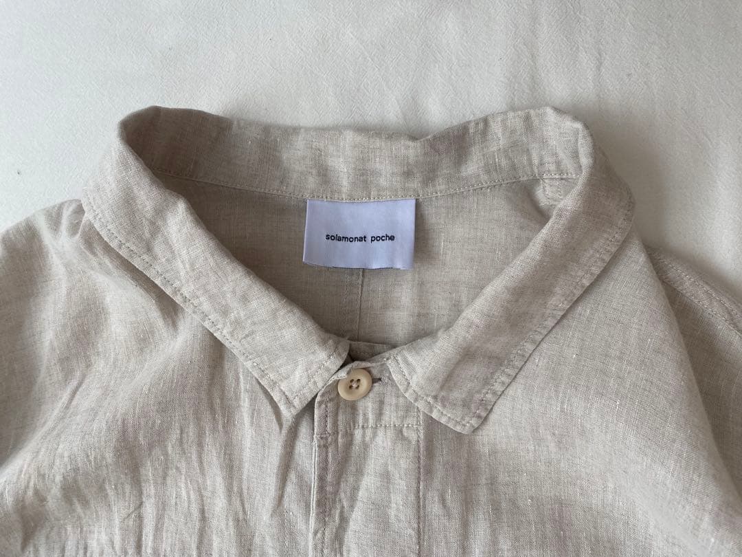 美品solamonat poche ソラモナポッシェ リネンミリタリージャケット