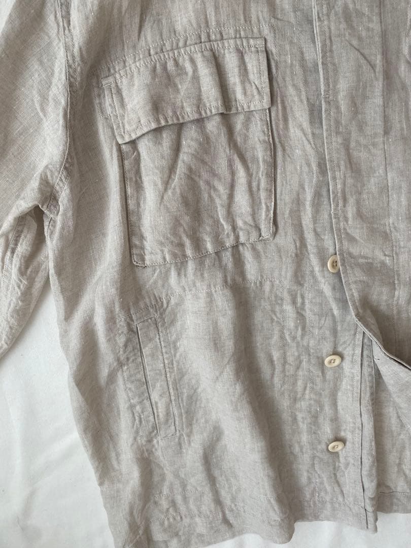 美品solamonat poche ソラモナポッシェ リネンミリタリージャケット