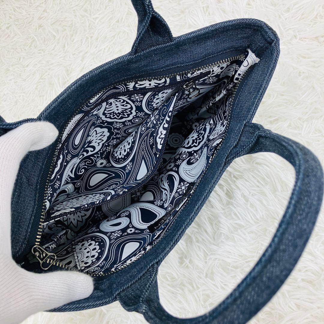 極美品　ハイドロゲン　ハンドバッグ　ラウンドバッグ　スカル　デニム　ペイズリー柄