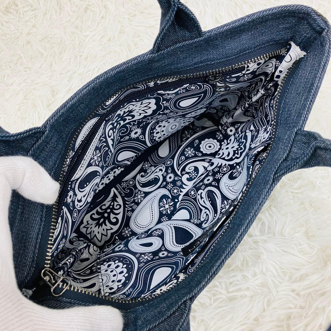 極美品　ハイドロゲン　ハンドバッグ　ラウンドバッグ　スカル　デニム　ペイズリー柄