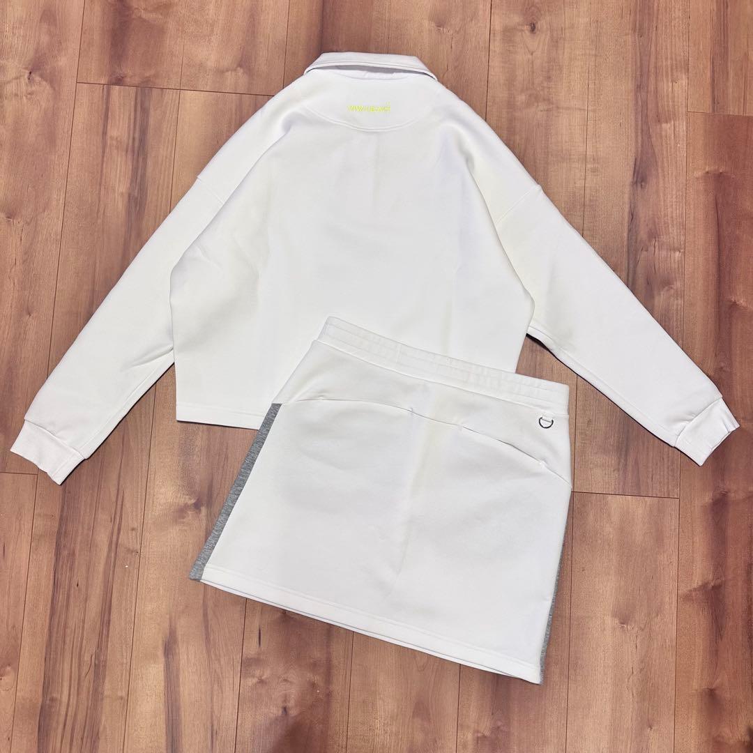 長袖ポロ　オーバーサイズ　クロップド丈　スカート　セットアップ　春秋　ドルマン