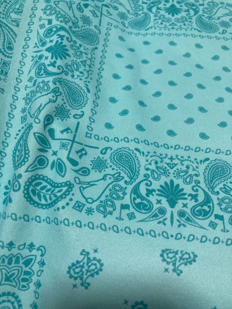 沖縄限定　#FR2 ゴルフポロシャツ L ターコイズブルー 訳あり　ペイズリー柄
