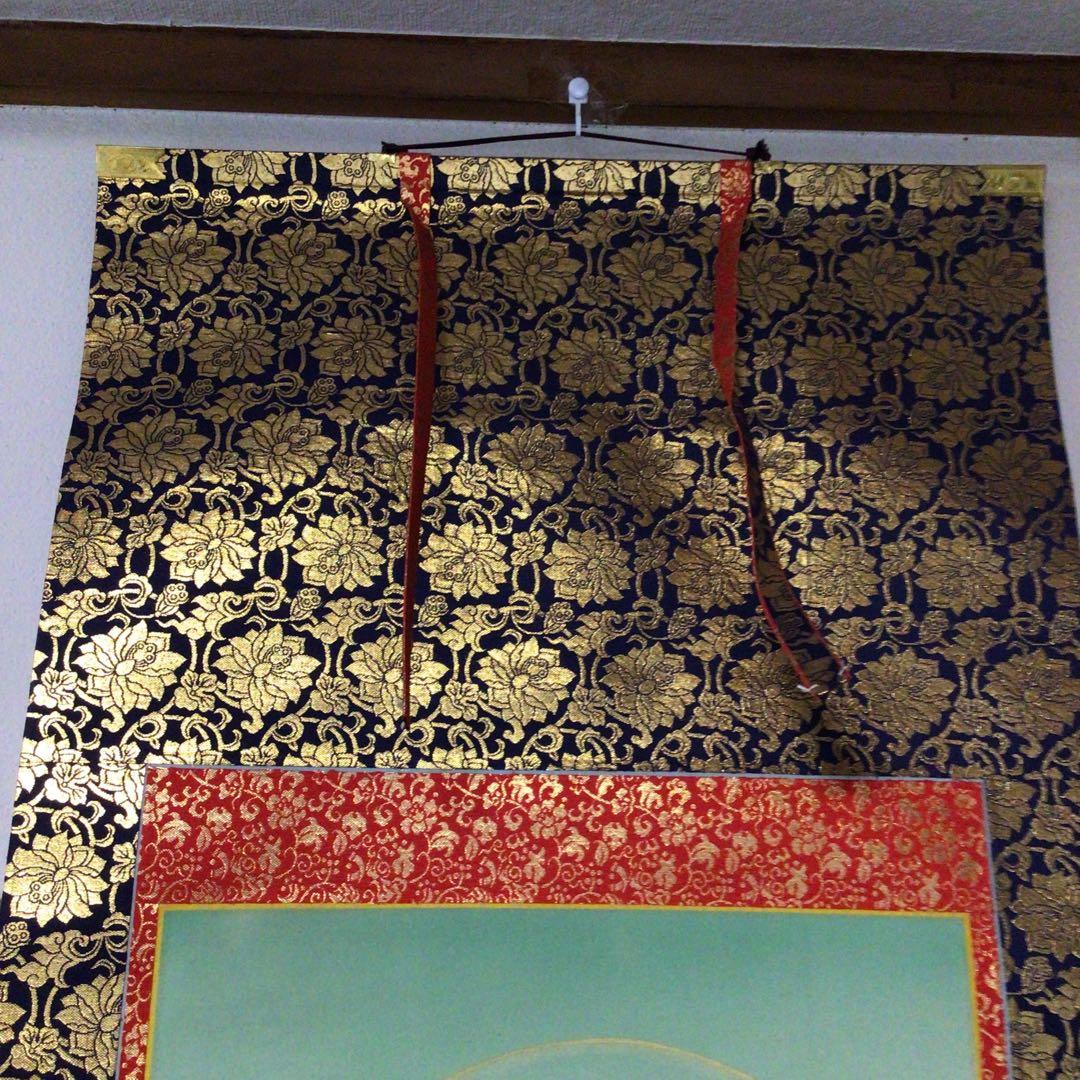 No5489 掛軸　在印　松涛漌画　白衣観音像　絹本　共箱　仏教美術　送料無料