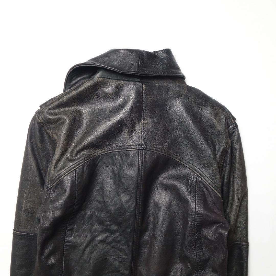 High Neck Leather Riders Jacket Ekam 変形