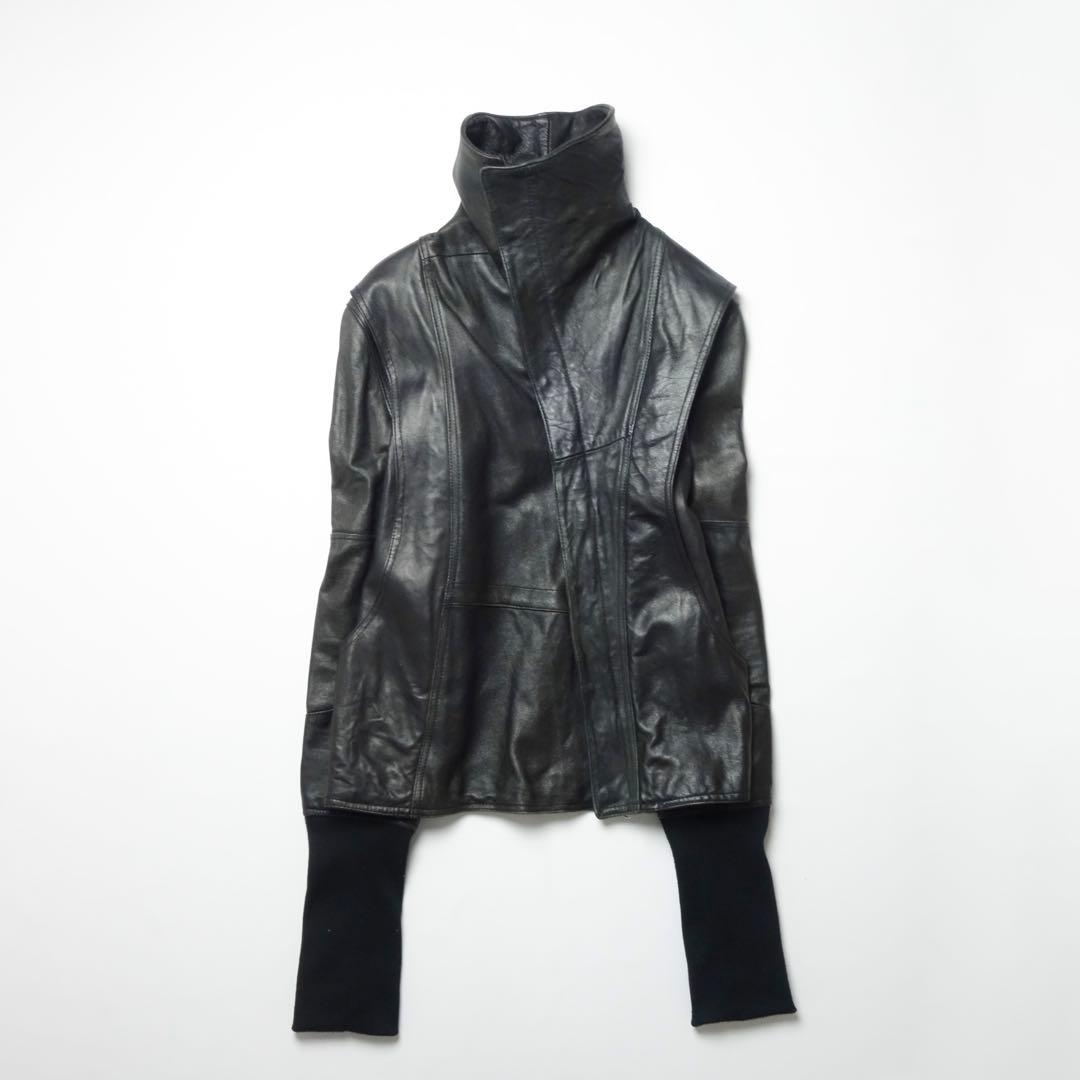 High Neck Leather Riders Jacket Ekam 変形