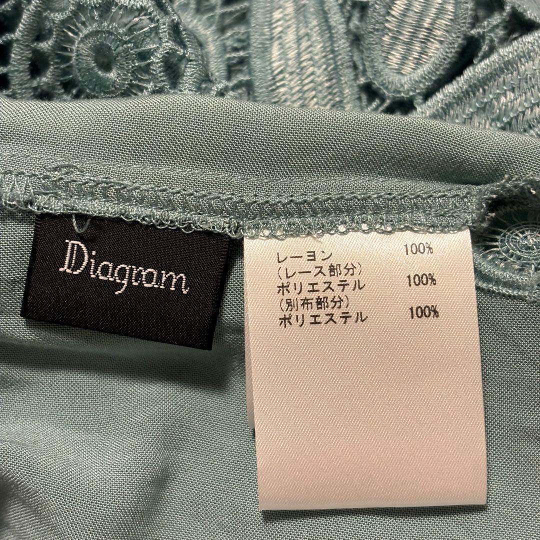 Diagram／グレースコンチネンタルレース切替ワンピースグリーン36上品 美品