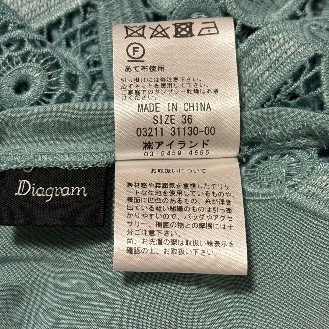 Diagram／グレースコンチネンタルレース切替ワンピースグリーン36上品 美品