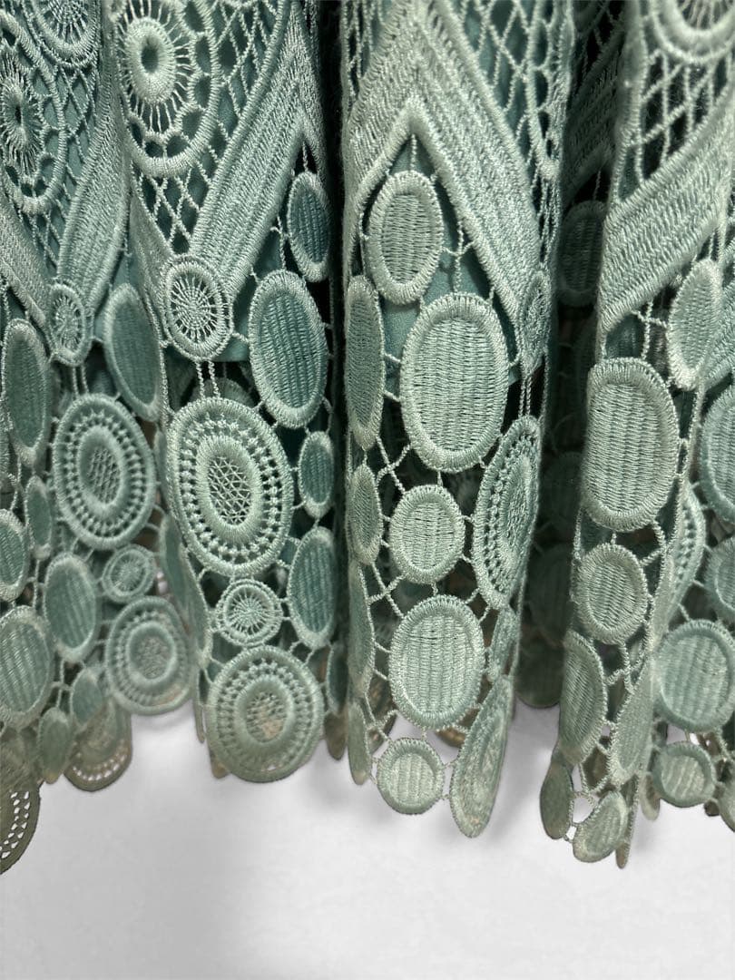 Diagram／グレースコンチネンタルレース切替ワンピースグリーン36上品 美品