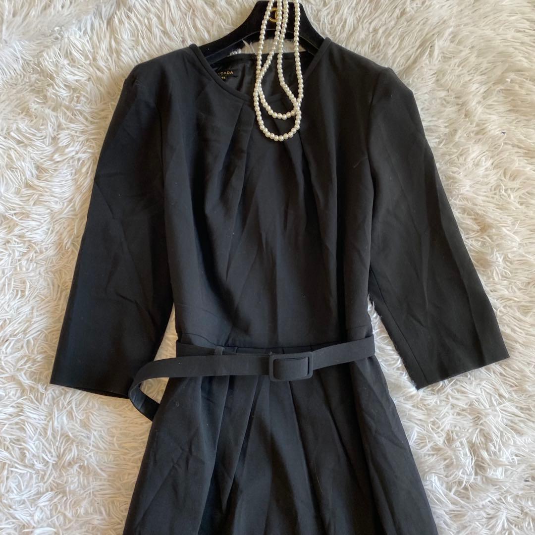 ESCADA ウエストベルト付き タック ロングワンピース 大きいサイズ 44